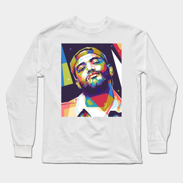 Joyner Lucas Colorful with Background Long Sleeve T-Shirt by Paradox Studio